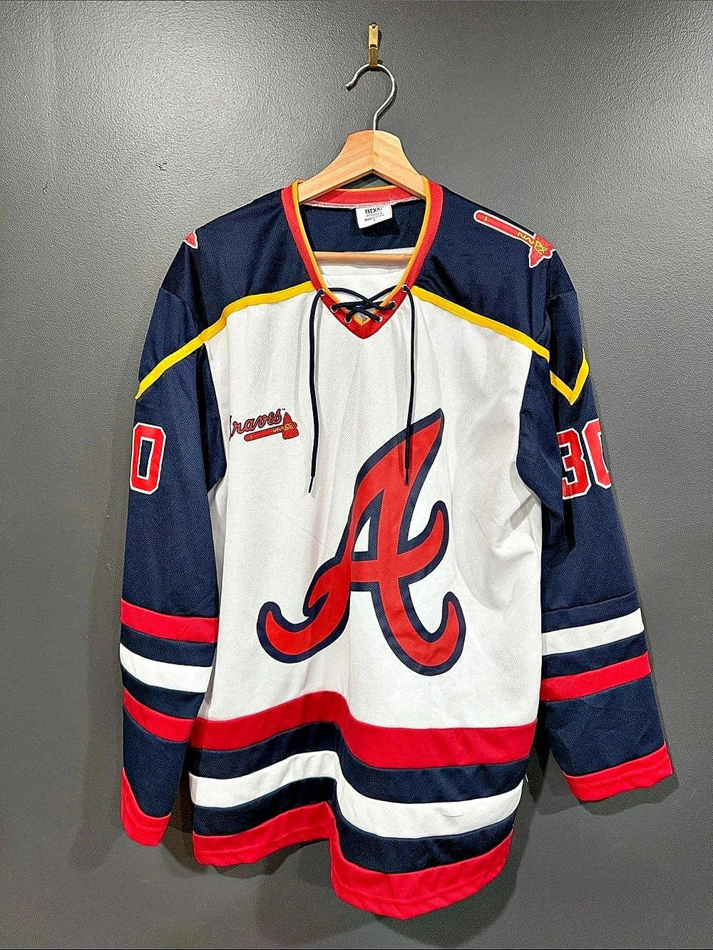 Atlanta Braves BDA Sports Baldwin #30 hockey jersey Hockey Jersey Large Like